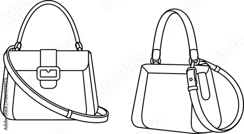 Fashion handbag, elegant purse design, women shoulder bag, leather accessory, trendy tote style, minimalist chic handbag, modern women’s fashion, stylish handbag line drawing