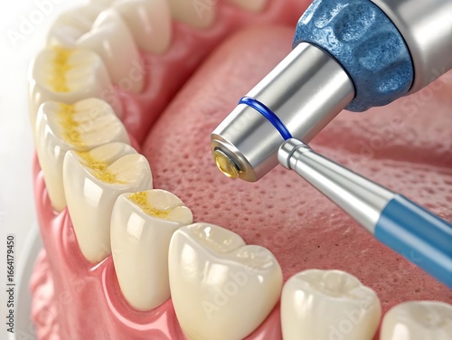 Wallpaper Mural Dental polishing tool cleaning teeth in close up view Torontodigital.ca