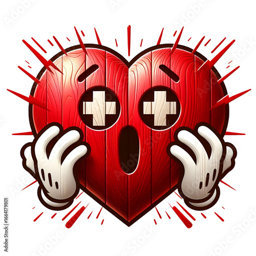 Red heart with wooden 