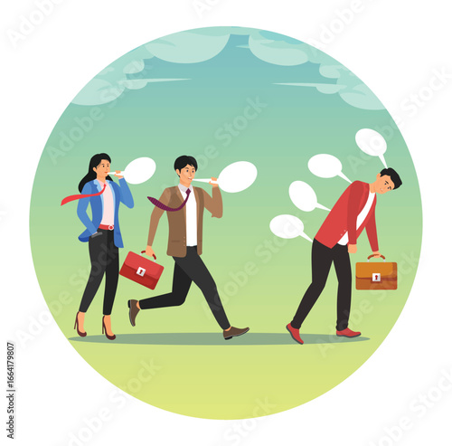 Workplace gossip, work bullying concept.