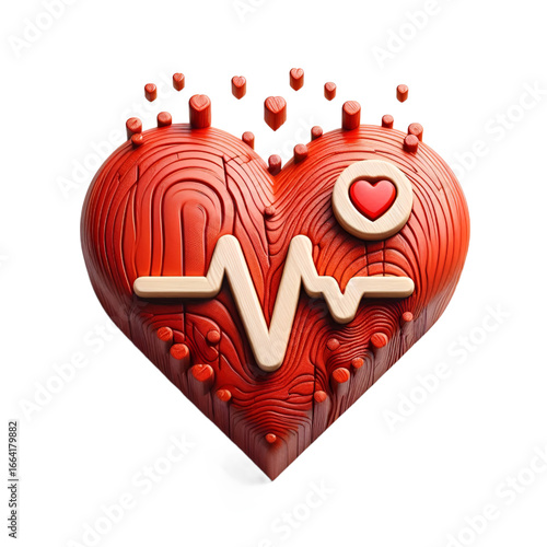 Red heart with wooden 