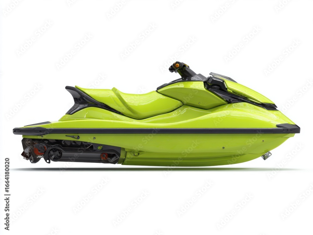 Fototapeta premium Lime Green Personal Watercraft on White Background