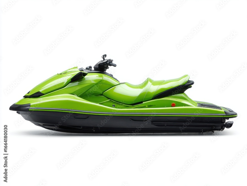 Fototapeta premium Lime Green Personal Watercraft on White Background
