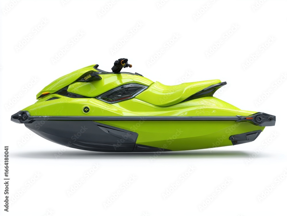 Naklejka premium Lime Green Personal Watercraft on White Background
