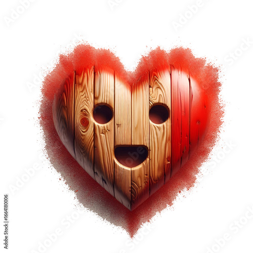 Red heart with wooden 