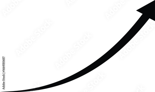 Simple black arrow pointing upward and to the right with a curved trajectory vector