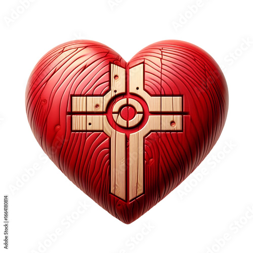 Red heart with wooden 