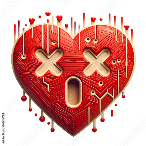 Red heart with wooden 