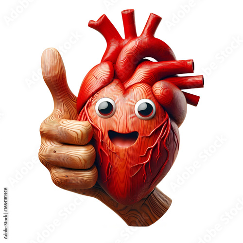Red heart with wooden 