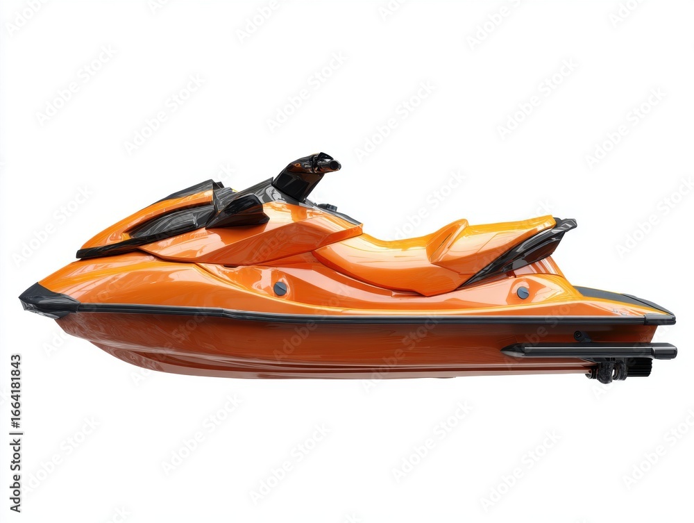 Naklejka premium Orange and Black Personal Watercraft on White Background