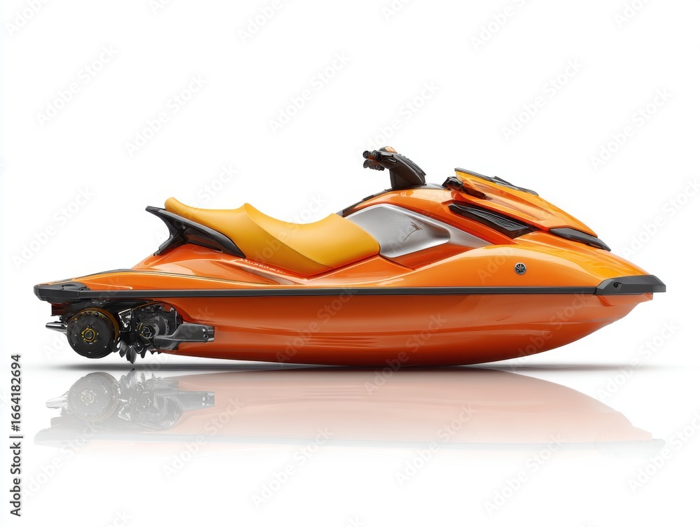 Naklejka premium Orange Personal Watercraft on White Background