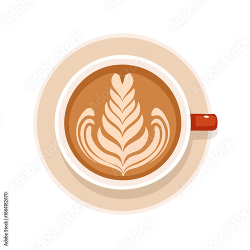 Exquisite Coffee Latte Art in a Ceramic Cup, Perfectly Crafted for a Delightful Morning Drink