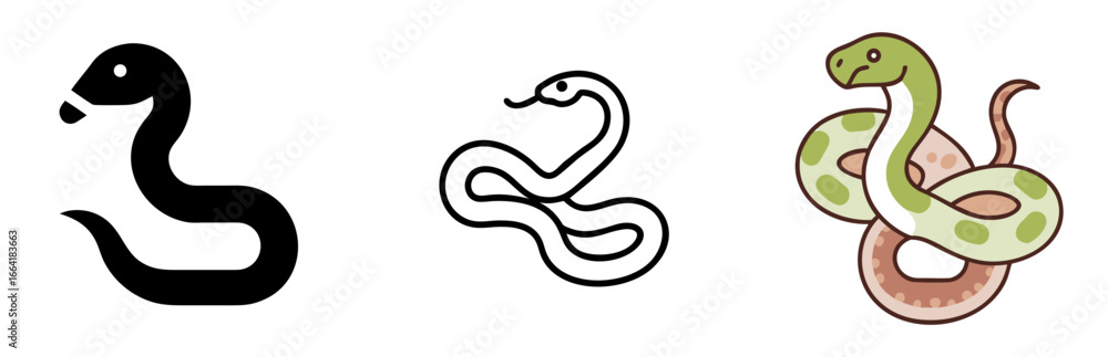 Fototapeta premium Snake Animal Icon for Wildlife, Jungle, Reptile and Nature Design