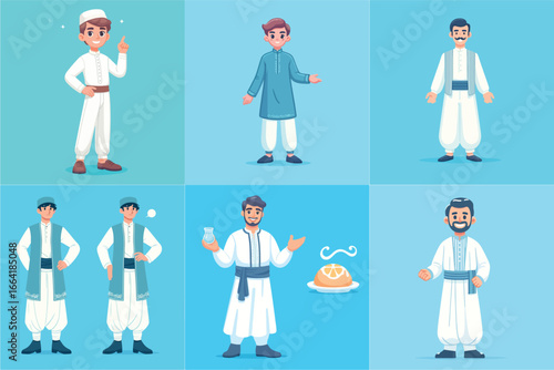 illustration of characters wearing traditional Turkish clothing