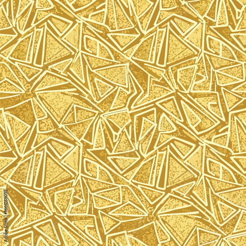 Seamless Pattern, Abstract geometric pattern background with golden triangles and irregular shapes design Stock royalty free image.