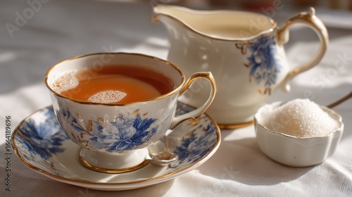 A cup of tea and cream