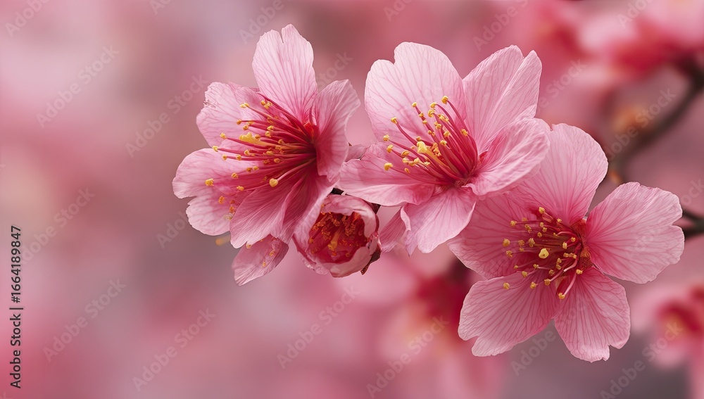 Obraz premium Close-up of delicate pink cherry blossoms (1)