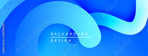 Abstract blue waves create dynamic backdrop. Smooth gradients suggest movement, depth. Minimalist design focuses on color, form.