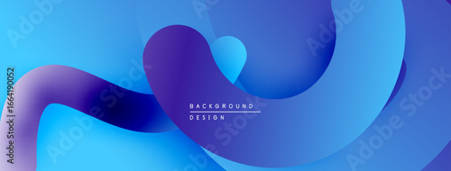 Abstract fluid shapes, blue purple gradients. Modern design, smooth curves create dynamic background. Minimalist aesthetic.