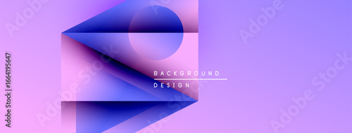 Abstract geometric design. Purple, blue gradients create modern background. Minimalist style, text reads background design. Smooth shapes overlap.