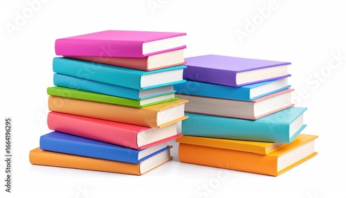 Wallpaper Mural Colorful Stacked Books on White Background for Educational Themes Torontodigital.ca