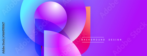 Abstract vibrant gradients form dynamic shapes. Purple, blue hues dominate composition. Modern design element for backgrounds.