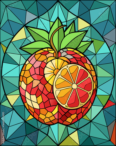 Fruit , Stained Glass Style, 