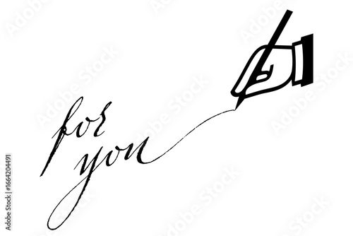 for you - 手書きの筆記体で書いたような、for you（あなたへ）のレタリング（カリグラフィー）によるロゴマーク
