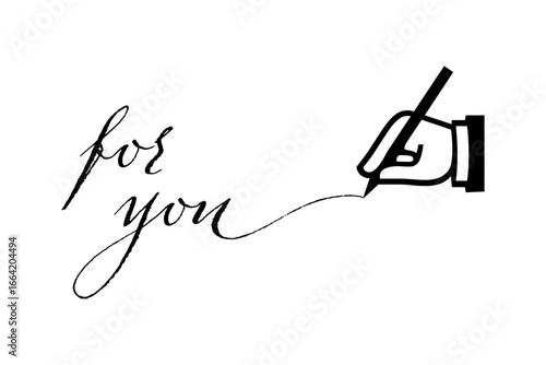 for you - 手書きの筆記体で書いたような、for you（あなたへ）のレタリング（カリグラフィー）によるロゴマーク
