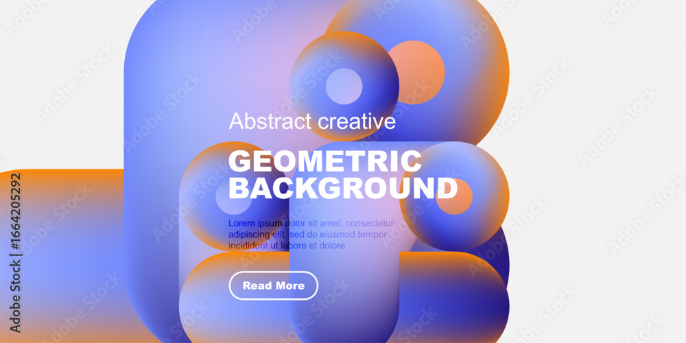 Naklejka premium Abstract shapes, vibrant colors, geometric design. Modern background with text overlay, button included. Clean, simple presentation.