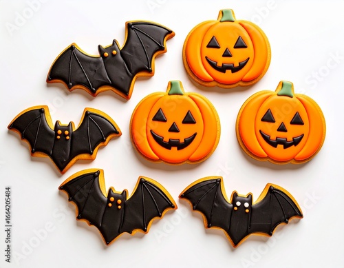 Minimal Halloween Cookies – Pumpkin and Bat Shaped Icing Designs
