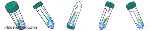 Centrifuge Tube with DNA Sample PNG Illustration for Science and Laboratory Design
