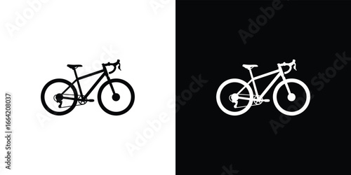 Bike silhouette, black and white isolated illustration, transparent background