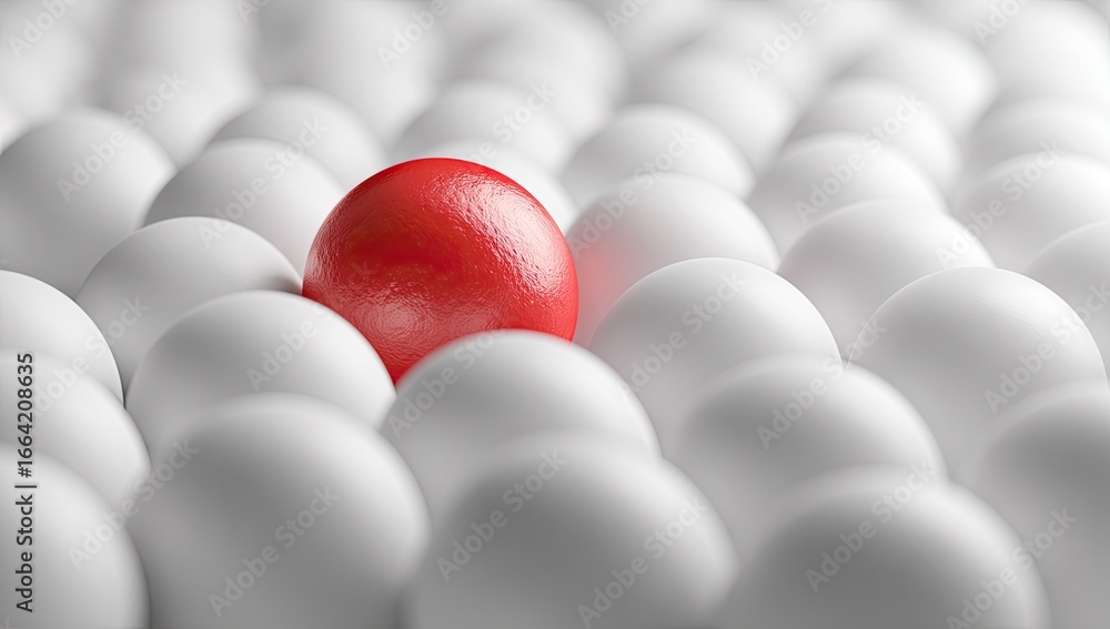 Naklejka premium A single red egg amidst many white eggs