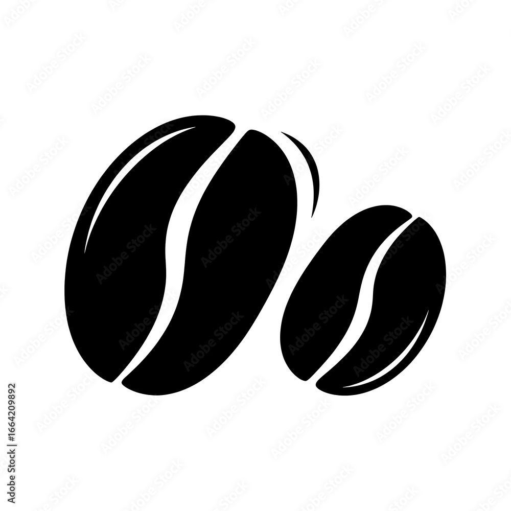 Obraz premium Elegant vector illustration of two dark coffee beans, symbolizing rich aroma and flavor for a perfect brew, essential for cafe branding, beverage concepts, and morning rituals