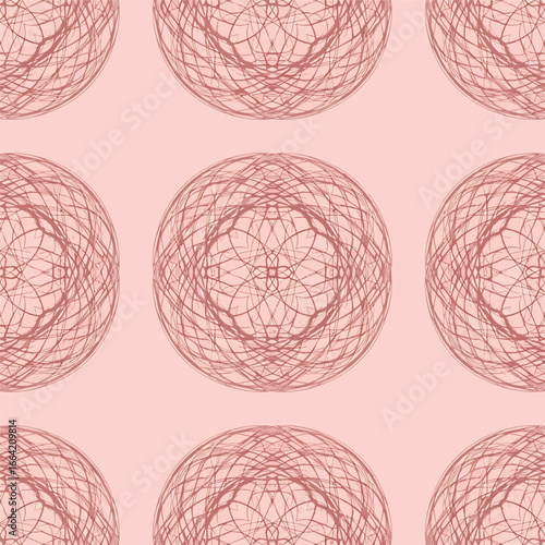 Seamless Pattern, Geometric sphere pattern in soft pink hues evokes intricate abstract design repeat Stock royalty free.