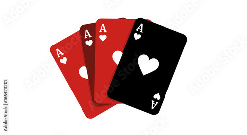 Colorful playing cards design featuring aces with heart symbols