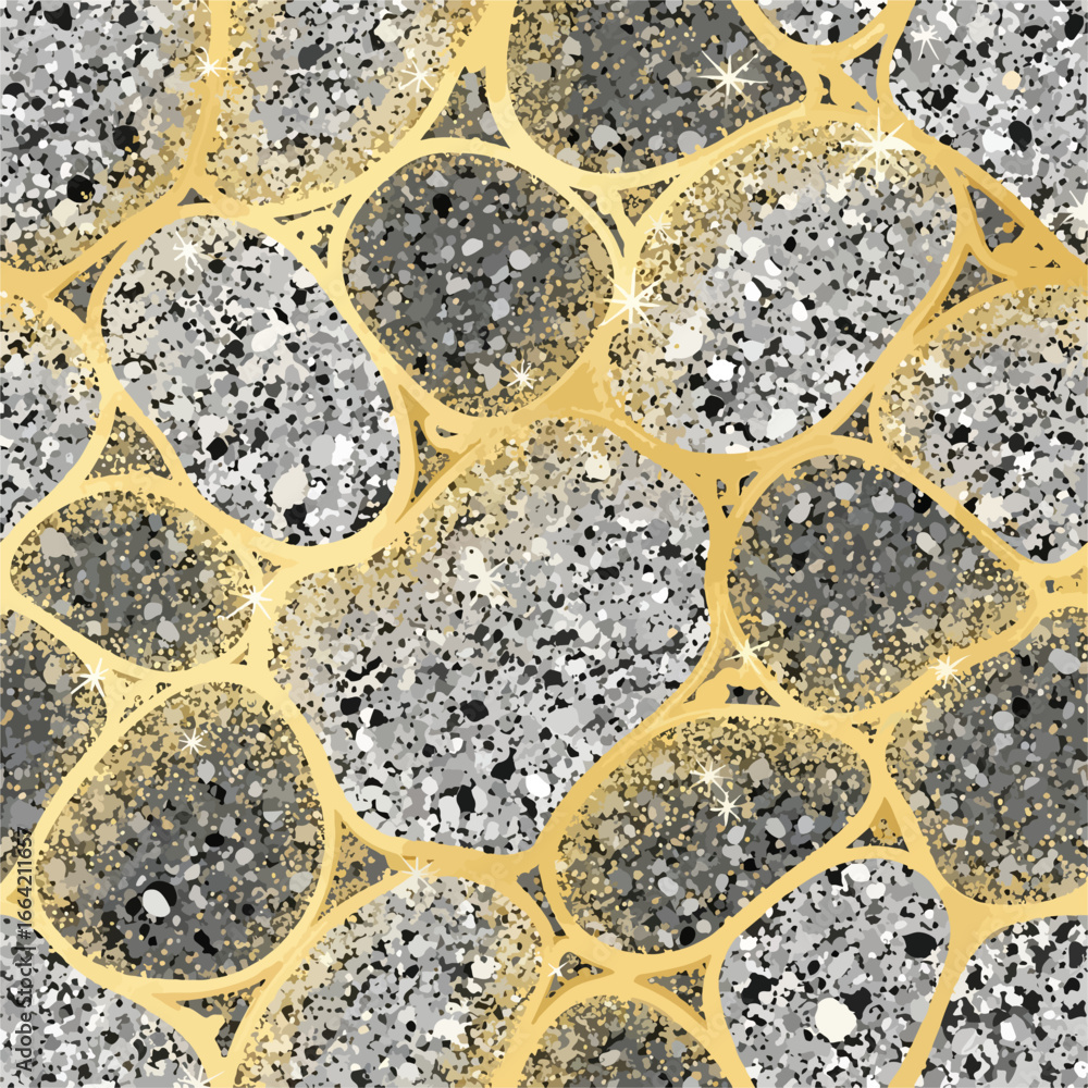 Fototapeta premium Seamless Pattern, Glittering gray and gold abstract pattern featuring elegant teardrop shapes design Stock royalty free.