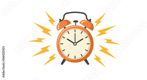 Vintage alarm clock with lightning bolts and vibrant energy