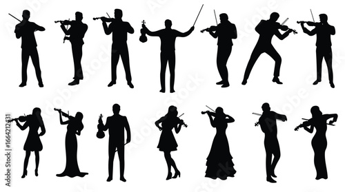 collection violinist silhouette illustration