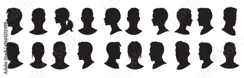 diverse man woman head silhouette icon collection featuring