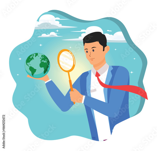 Global world economic analysis concept. Region or foreign career searching