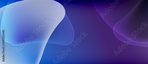 Abstract fluid shapes, blue purple hues, smooth gradients. Minimalist design, modern aesthetic, calming visual experience.