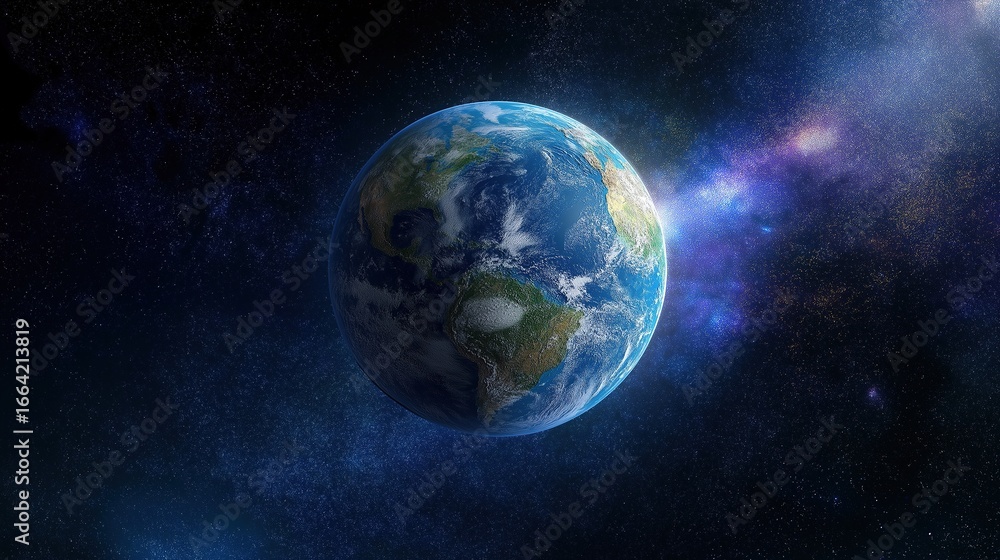 Obraz premium Earth from Space: A Vivid View of Our Planet Against a Starry Background