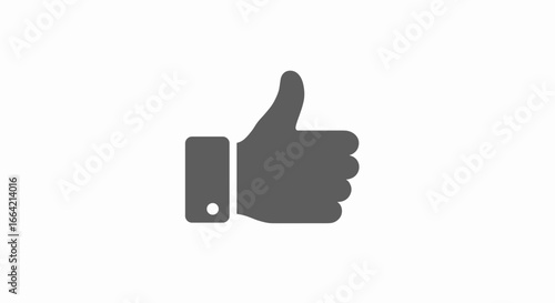 Monochrome thumbs up symbol on light background