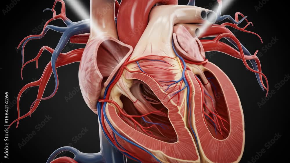Detailed 3D Render of Human Heart Anatomy Cross-Section Showing ...