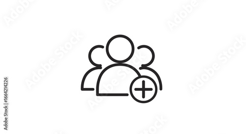 Add new users icon in minimalist line art style for user interface design