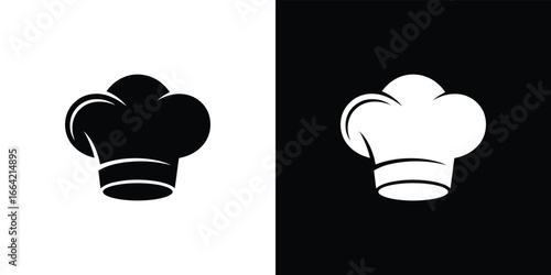Chefs Hat Isolated on Contrasting Backgrounds Black on White and White on Black