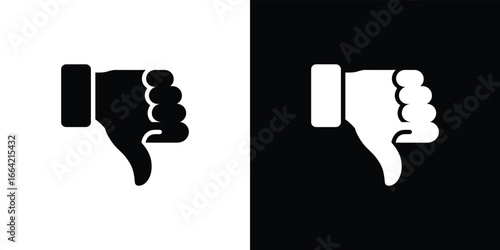 Dislike Symbol Thumb Down Gesture Isolated on White and Transparent Backgrounds