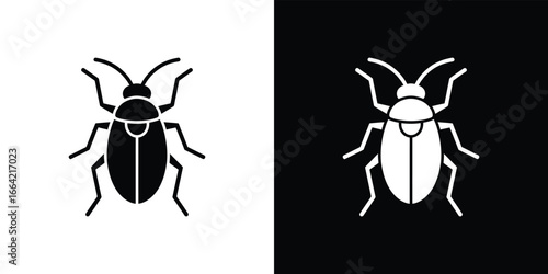 Isolated Beetle Insect Icon in Black and White Silhouette Against Contrasting Background